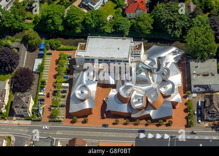 Vue aérienne, musée d'art contemporain du 21e siècle, par l'architecte Frank Gehry, la brique et l'acier, Marta Herford, Banque D'Images