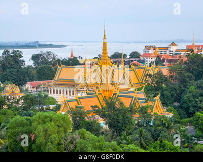 Paysage autour du Palais Royal de Phnom Penh situé au Cambodge Banque D'Images