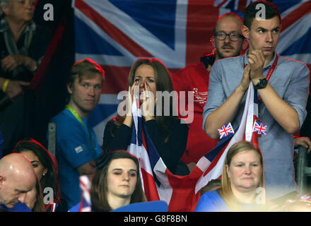 Kim Murray dans les stands pendant la deuxième journée de la finale de la coupe Davis au Flanders Expo Centre, Gand. Banque D'Images