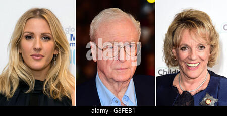 Photo de (de gauche) Ellie Goulding, Sir Michael Caine et Dame Esther Rantzen. Banque D'Images