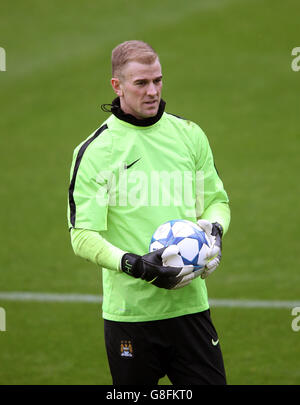 Manchester City Training - UEFA Champions League - Groupe D - Juventus / Manchester City - City football Academy.Joe Hart de Manchester City pendant la séance d'entraînement à la City football Academy de Manchester. Banque D'Images