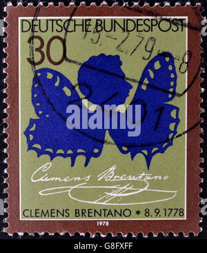 Allemagne- circa 1993 : timbres en Allemagne, indique Clemens Brentano, vers 1993. Banque D'Images