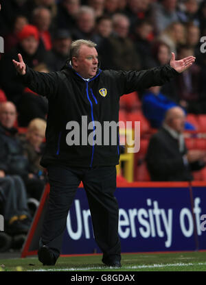 Charlton Athletic / Leeds United - Sky Bet Championship - The Valley. Steve Evans, directeur de Leeds United Banque D'Images