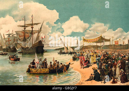 Le départ de Vasco da Gama vers l'Inde en 1497 Alfredo Roque Gameiro Banque D'Images