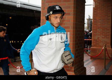 Sunderland v Stoke City - Barclays Premier League - Stade de lumière.Marko Arnautovic, de la ville de Stoke, arrive avant le match de la Barclays Premier League au stade de Light, Sunderland. Banque D'Images