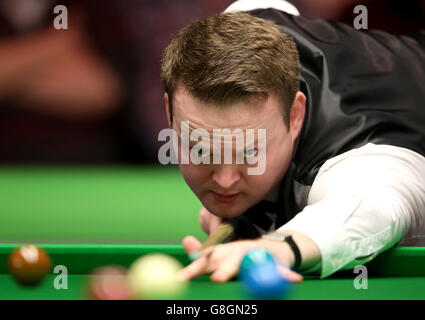 Betway UK Snooker Championship - septième jour - York Barbican.Shaun Murphy pendant son match contre Ben Woollaston pendant le septième jour du championnat britannique de Snooker 2015 de Betway au York Barbican, York. Banque D'Images