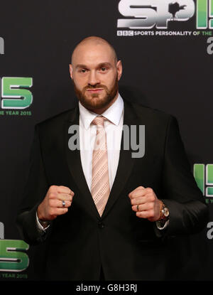 Personnalité sportive de l'année 2015 - tapis rouge.Tyson Fury lors des arrivées du tapis rouge pour la personnalité sportive de l'année 2015, au Titanic Belfast, Belfast. Banque D'Images