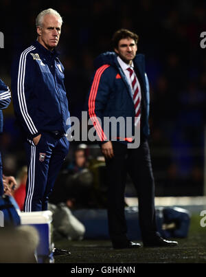 Ipswich Town v Middlesbrough - championnat Sky Bet - Portman Road.Mick McCarthy, directeur de la ville d'Ipswich (à gauche) et Aitor Karanka, directeur de Middlesbrough (à droite) Banque D'Images