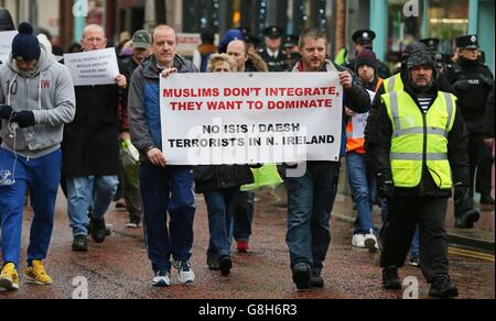 Des démonstrations de réfugiés de Belfast Banque D'Images