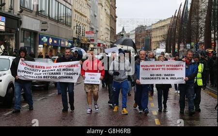 Des démonstrations de réfugiés de Belfast Banque D'Images