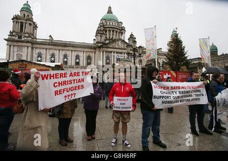 Des démonstrations de réfugiés de Belfast Banque D'Images