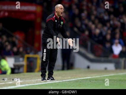 Manchester United / Norwich City - Barclays Premier League - Old Trafford. Alex Neil, directeur municipal de Norwich Banque D'Images