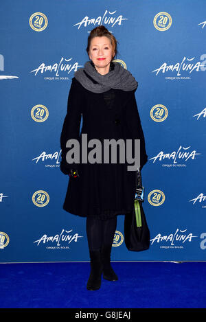 Lesley Manville assistera à l'Amaluna du Cirque du Soleil pour souligner le 20e anniversaire du Cirque du Soleil au Royal Albert Hall de Londres. Banque D'Images