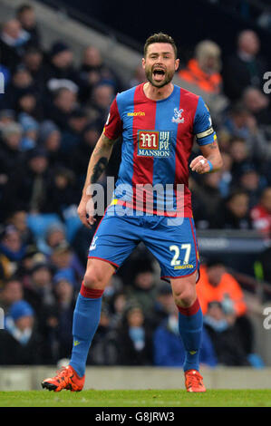 Damien Delaney du Crystal Palace pendant le match de la Barclays Premier League au Etihad Stadium, Manchester. APPUYEZ SUR ASSOCIATION photo. Date de la photo: Samedi 16 janvier 2016. Voir PA Story FOOTBALL Man City. Le crédit photo devrait se lire: Martin Rickett/PA Wire. Banque D'Images