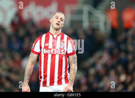 Stoke City v Liverpool - Capital One Cup - demi-finale - First Leg - Britannia Stadium.Marko Arnautovic de la ville de Stoke Banque D'Images