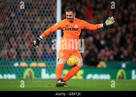 Stoke City v Liverpool - Capital One Cup - demi-finale - First Leg - Britannia Stadium. Jack Butland, gardien de but de la ville de Stoke Banque D'Images