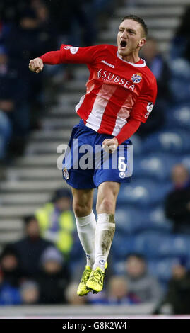 Rangers contre Cowdenbeath - coupe écossaise quatrième tour - Ibrox.Dean Brett de Cowdenbeath célèbre le premier but de ses côtés lors de la coupe d'Écosse, quatrième tour de match à Ibrox, Glasgow. Banque D'Images