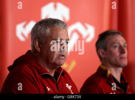 Warren Gatland, entraîneur-chef du pays de Galles, lors de l'annonce de l'équipe du pays de Galles au Vale Resort, Hensol. APPUYEZ SUR ASSOCIATION photo. Date de la photo: Mardi 19 janvier 2016. Voir l'histoire de PA RUGBYU Wales. Le crédit photo devrait se lire comme suit : David Davies/PA Wire. Banque D'Images