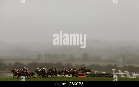 Coureurs et cavaliers pendant les Boylesports liés Cottage Chase Day au Punchestown Racecourse, comté de Kildare. Banque D'Images