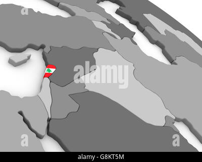 La carte du Liban avec drapeau national intégré. 3D illustration Banque D'Images