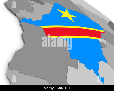 Carte de la République démocratique du Congo avec les drapeaux sur la ...