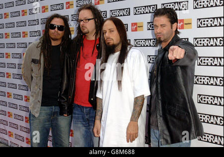 Korn arrive au Kerrang!Prix, jeudi 25 août 2005, à la Brasserie du centre de Londres.APPUYEZ SUR ASSOCIATION photo.Le crédit photo devrait se lire: Steve Parsons/PA. Banque D'Images