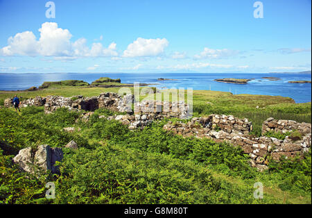 Village abandonné sur un poumon dans le cadre de l'Treshnish Isles Hébrides intérieures de l'Écosse Banque D'Images