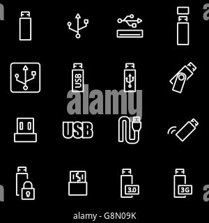 Ligne Vector icon set usb Illustration de Vecteur