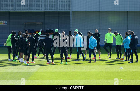 Manchester City v Dynamo Kiev - Ligue des Champions de l'UEFA - Ronde de 16 - deuxième manche - Session de formation de Manchester City - ci... Banque D'Images