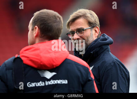 Jurgen Klopp, directeur de Liverpool, lors du match de la Barclays Premier League au stade St Mary's, à Southampton. Banque D'Images