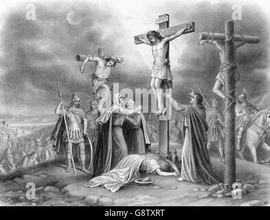 La crucifixion du Christ. Gravure d'après une peinture par Louis Kurz, c.1907. Banque D'Images