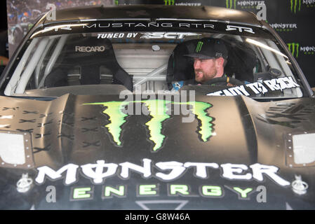 Vaughn Gittin Jr dans ses 2015 Ford Mustang RTR à Goodwood Festival of Speed 2016 Banque D'Images