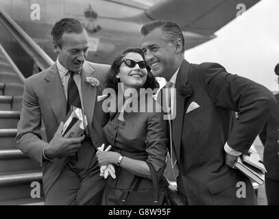 Davi Niven, Ava Gardner et Stewart Granger - London Airport Banque D'Images