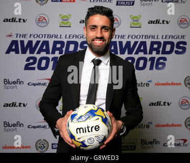 Les football League Awards 2016 - Manchester Central - Manchester.Marco Matias, de Sheffield Wednesday, reçoit le but du Mitre de l'année lors des football League Awards de ce soir, qui se tiennent à Manchester. Banque D'Images