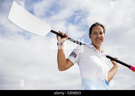 Annonce de l'équipe des Championnats d'Europe d'aviron de Grande-Bretagne - National Rowing Center.Jessica Eddie lors de l'annonce de l'équipe des Championnats d'Europe d'aviron au Centre national d'aviron de Caversham. Banque D'Images