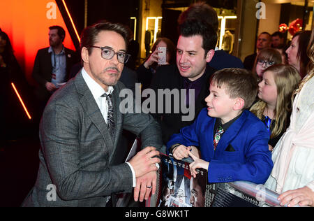 Captain America : Guerre civile Première européenne - Londres Banque D'Images