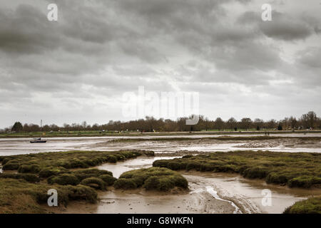 La recherche à travers l'estuaire à maldon de heybridge basin dans l'Essex, Angleterre Banque D'Images