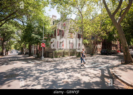 Maisons sur la rue Willow dans le quartier de Brooklyn Heights New York vendredi, 24 juin, 2016. (© Richard B. Levine) Banque D'Images