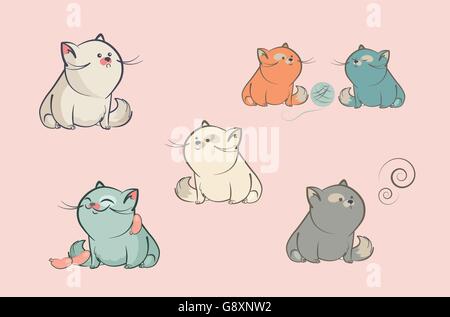 Ensemble de personnages de chats vecteur Illustration de Vecteur