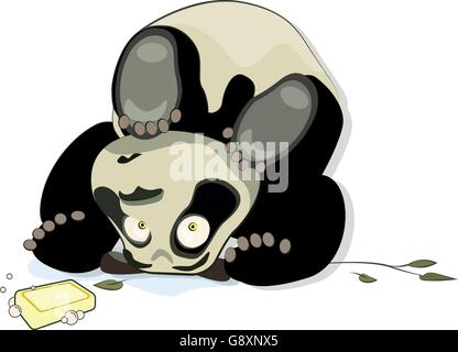 Panda repose sur sa tête Illustration de Vecteur