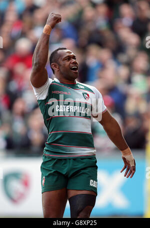 Leicester Tigers / Worcester Warriors - Aviva Premiership - Welford Road.Le Vereniki Goneva de Leicester Tigers fête sa première tentative lors du match Aviva Premiership à Welford Road, Leicester. Banque D'Images