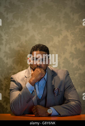 Anthony Joshua v Dominic Breazeale Conférence de presse - Hilton Syon Park.Dominic Breazeale pose après la conférence de presse à Hilton Syon Park, Londres. Banque D'Images