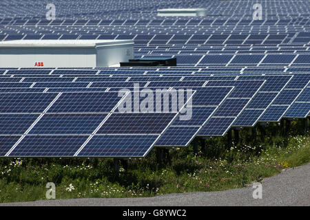 Odessa, l'Ontario, Canada. 9 juin, 2016. Un champ de panneaux solaires à Odessa, en Ontario, le 9 juin 2016. © Lars Hagberg/ZUMA/Alamy Fil Live News Banque D'Images