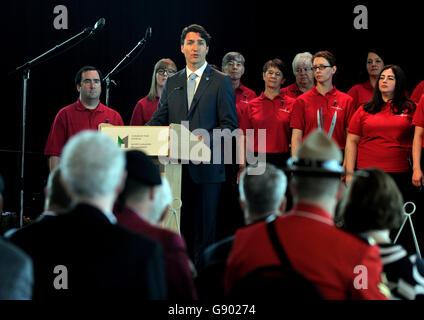 L'Ontario, Ottawa, Canada. 1er juillet 2016. Le premier ministre prononcera une allocution à la cérémonie pour le 100e anniversaire des batailles de la Somme et de Beaumont-Hamel. Credit : imagespic/Alamy Live News Banque D'Images