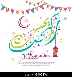 Belle conception de la calligraphie arabe Ramadan Kareem pour texte fête musulmane Illustration de Vecteur