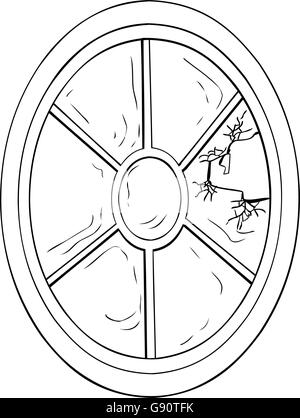 Énoncés de forme ovale verre blanc sur l'illustration de la fenêtre Illustration de Vecteur