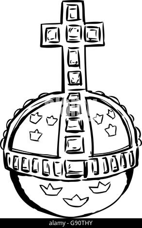 Contours croquis de globe et crucifix pour une couronne suédoise Illustration de Vecteur
