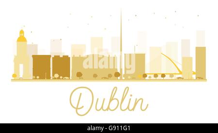 Dublin City skyline silhouette d'or. Vector illustration. Concept simple pour le tourisme présentation, bannière, un placard ou web Illustration de Vecteur