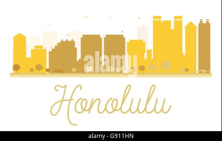 Honolulu City skyline silhouette d'or. Vector illustration. Concept simple pour le tourisme présentation, bannière, un placard Illustration de Vecteur