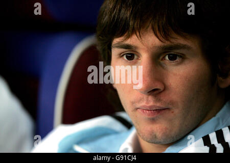 Football - amical - Argentine / Angleterre - Stade de Geneve. Lionel Messi, Argentine Banque D'Images